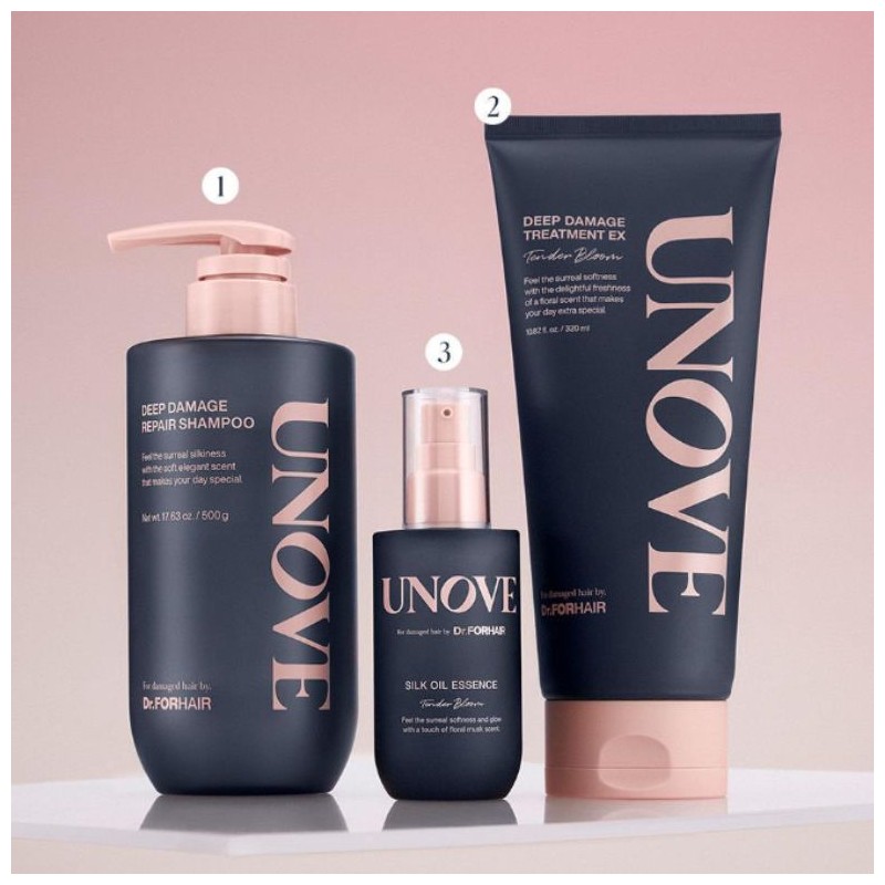 UNOVE Deep Damage Repair Shampoo 500g*2ea, Type:Cherry Blossom + Sweet