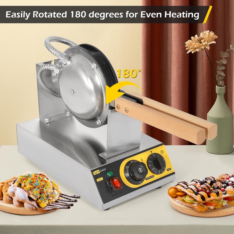 Dyna-Living Bubble Waffle Maker Commercial Bubble Waffle Iron 1400W Electric