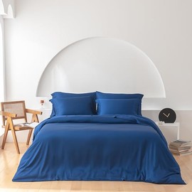 Oasis Bamboo Duvet Cover Set Cooling (Navy, Full/Queen)