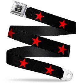 Buckle-Down Seatbelt Belt - Star Black/Pink - 1.5" Wide - 24-38 Inches in Length