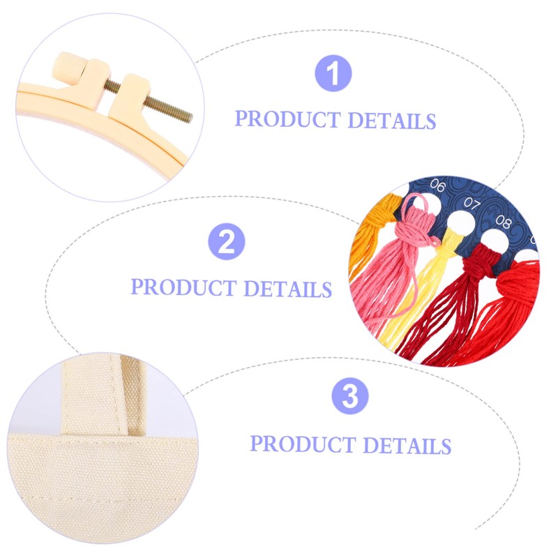 Gatuida 1 Set Embroidery Canvas Tote Bag Kit with Pattern