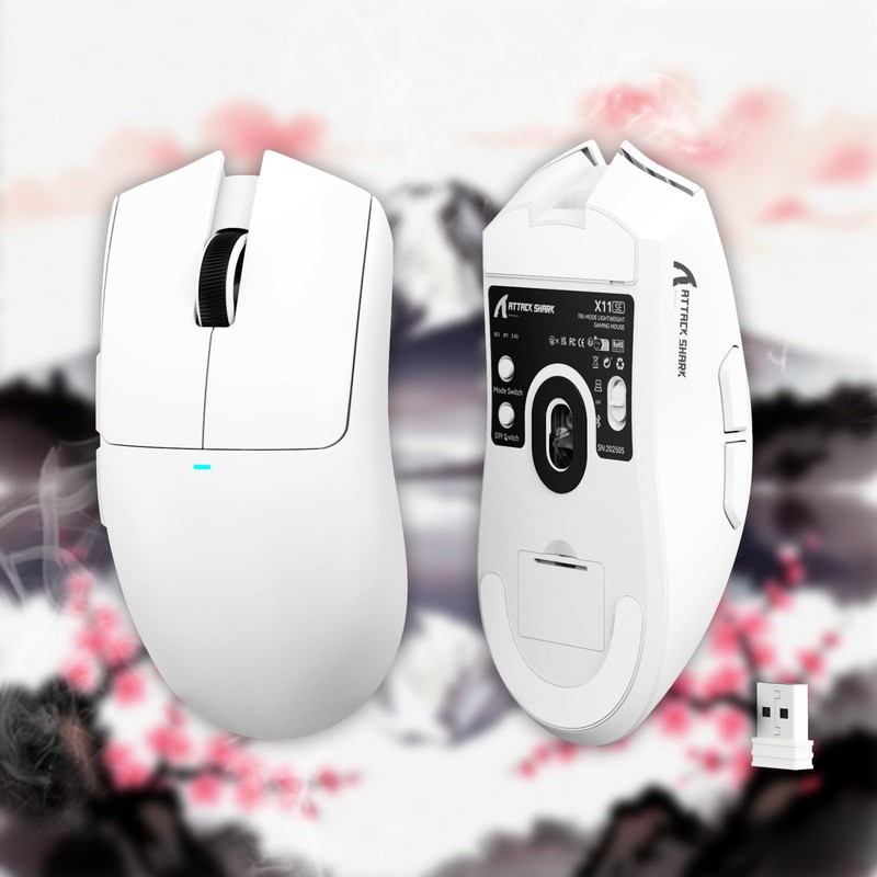 ATTACK SHARK X11SE Ultralight Gaming Mouse 60g 3 Modes Connection,