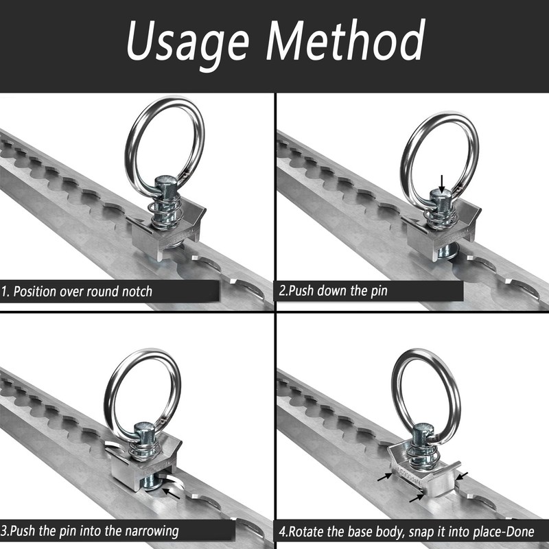 XFLYP 6PCS Lashing Rings for Lashing Rails, Single End Fitting