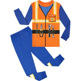 A&J DESIGN Kids Construction Worker Pajamas Boys Preppy Constructions Workers Outfit Toddler Girls Handyman Shirt Pjs Set 3T
