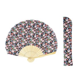 Ken Onishi SGF30-LIA05 LIBERTY Fan x Fan Bag Gift Set, Floral Print, Black, Ripple, Floral/Black