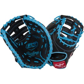 Rawlings | R9 Series First Base Mitt Baseball Glove | 13" | Right Hand Throw | Black/Columbia Blue