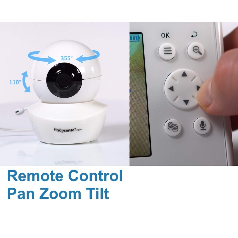 Babysense Additional Camera for Baby Video Monitor V43, Remote Pan