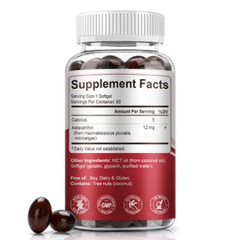 BEWORD Astaxanthin 12mg with MCT Oil, 60/120 Softgels 2-Month Supply | Premium Antioxidant Supplements | Natural Microalgae, Triple Strength | Supports Skin & Eye Health | Non-GMO, Gluten & Soy-Free