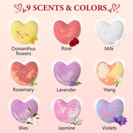Pagezol 9PCS Love Heart Bath Bombs Gift Set, Natural Shower Bath Bombs with SPA Aromatherapy, Beauty Spa Gift, Bath Fizzers for Women, Girls, Her, Girlfriend, Mothers Day Birthday Gift(B)