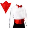 LUOEM Set of 3 Men's Satin Bow Tie Cummerbund Handkerchief
