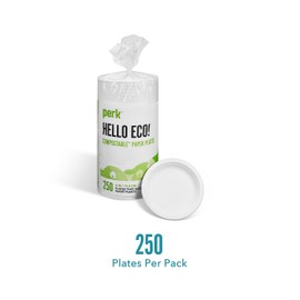 Perk Compostable Paper Plates, 6-inch, White, 250/Pack (PK61286)