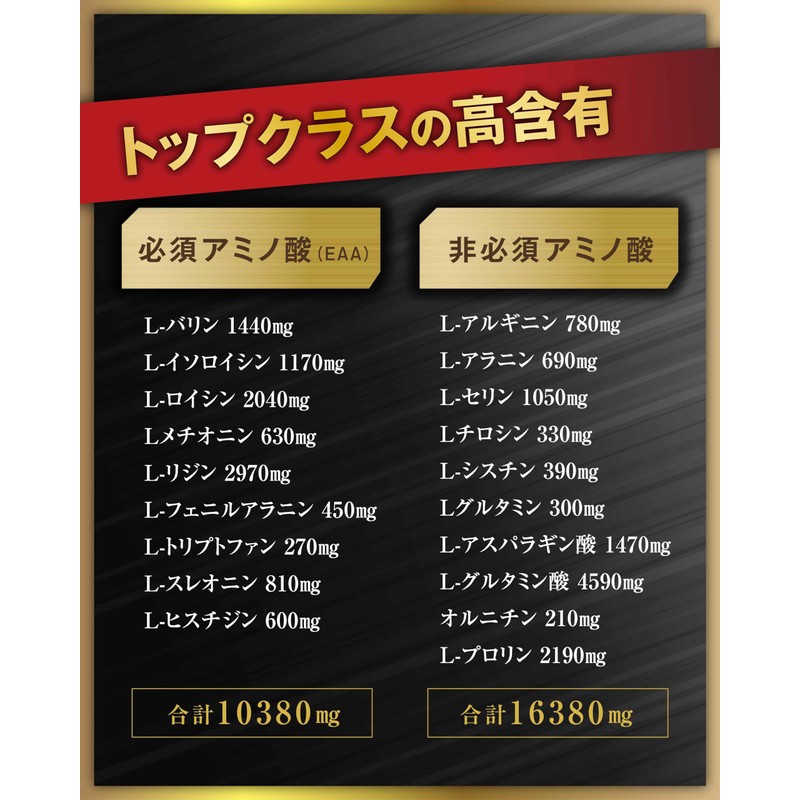 EAA 1日2粒・30日分 【1袋あたり 必須アミノ酸（EAA）10,380㎎ 非必須アミノ酸16,380㎎ 】