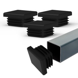 Prescott Plastics 1.5"- 1 1/2" Inch (38.1mm) Square Plastic Plug Insert, Bouchon Plastique, Black End Cap for Metal Tubing, Fence, Glide Insert for Pipe Post, Chairs and Furniture (20 Pack)