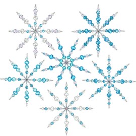 Naler 6 x Pearl Stars Craft Set Snowflakes Christmas Decoration for DIY Crafts with Approx. 400 Pieces Beads for Christmas Decorations