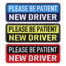 6pcs Student Driver Magnet for Car,Student Driver Sticker Please Be Patient Funny Phrases,Reflective Magnetic Stickers Reusable Novice Safety Attention Signs (Blue Yellow Red-Patient)
