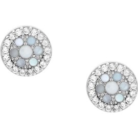 Fossil Women's Stainless Steel or Semi-Precious Stone Earrings with Clutch Clasp, Metal