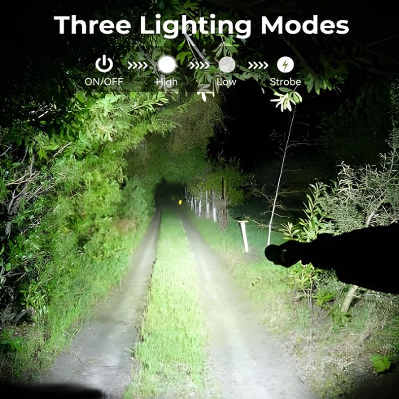 Super Bright Flashlight 30000lm Zoomable 2000m Range Support Power Output