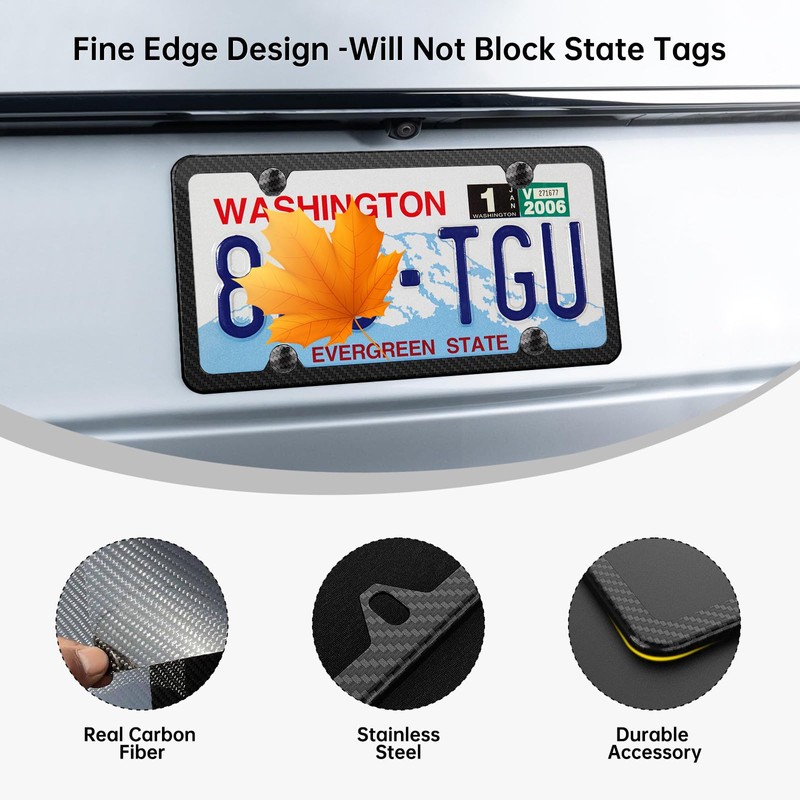 Real Carbon Fiber License Plate Frame – 1 Pack, Handcrafted