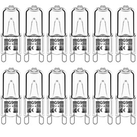 Haraqi 12 Pack G9 Halogen Bulbs 42W 230V 2800K Warm White 580lm,Clear Capsule Halogen Lamps Dimmable, No Strobe, No Flicker