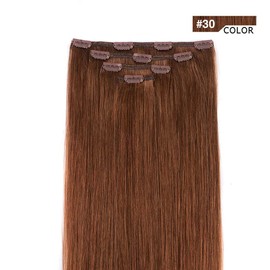 14" Hair Extensions Clip in Remy Human Hair for Women - Silky Straight Clip in Hair Extensions 50grams 4pieces Auburn #30 Color