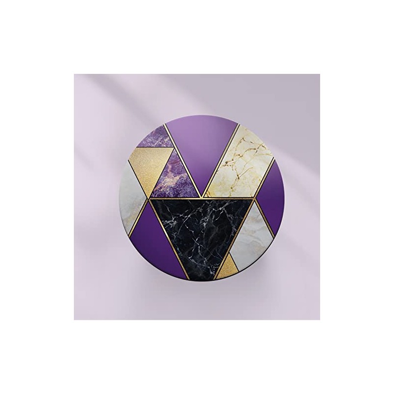 Round Single Coaster - Art Deco Purple Marble Effect New