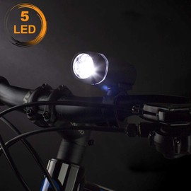 BV Bicycle Light Set Super Bright 5 LED Headlight, 3 LED Taillight, Quick-Release