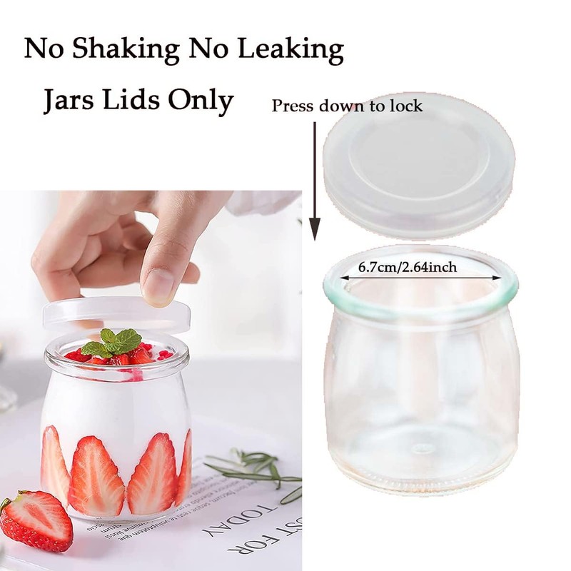 Boxweer 15PCS Yogurt Jar Lids - Clear Plastic, Reusable, BPA-Free