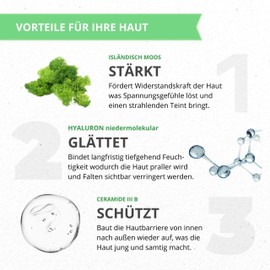 BIO Moossalbe gegen Falten - TESTSIEGER 2023 Vergleich.org - Naturkosmetik - 1% Hyaluron, 4% Isländisch Moos, Ceramide IIIB - Made in Germany, vegan, nachhaltig, tierversuchsfrei (60ml)