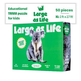 50 Piece Trivia Floor Jigsaw Puzzle - Life Size Koala - Educational Trivia On Each Piece – Fun Gift for Kids Enjoyable for Adults, Ages 3+ XL Puzzle Size Assembled 24" x 32.5" - Made in USA
