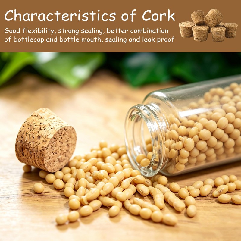 TAHULIK 30PCS Natural Corks Stoppers, Assorted Sizes, Soft Wood Tapered