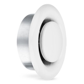 calimaero® Round Vent Cover TVSA 6 Inch Small Round Air Vent with adjustable Register Diffuser Metal Wall Cover for Bathroom Kitchen Garage Outdoor and Indoor use in Super White RAL 9016