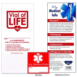 StoreSMART - Vial of Life PRO Medical Info Pocket - Magnetic Back - 25-Pack - for Refrigerator, Locker, Filing cabinets - LP4X9SW-25