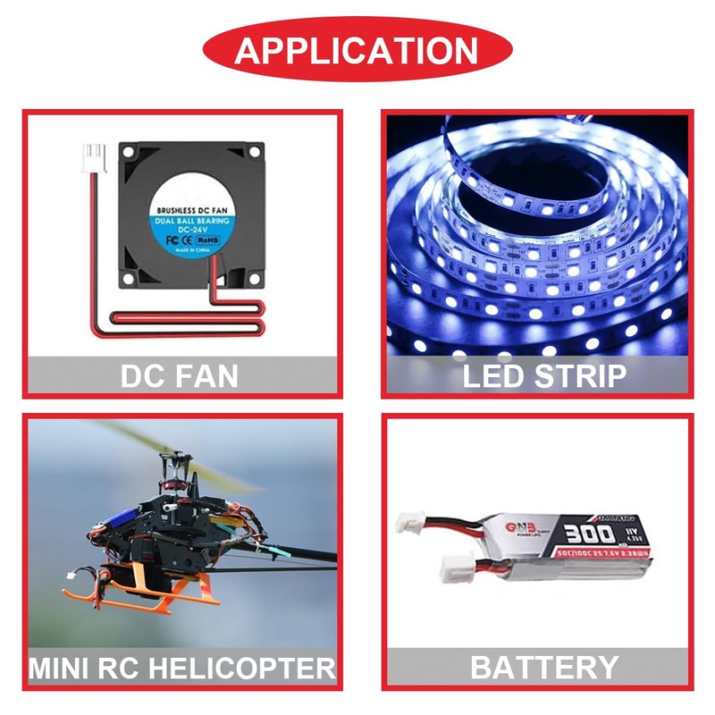MKBKLLJY 18ペアJST XH 2.54ミリメートル2ピンオスとメスコネクタケーブルUL1007 22AWG 100ミリメートル赤黒のコネクタ線ケーブルと熱収縮チューブ小さなドローン電池端子ソケットLEDストリップライト用 RCカー トラック 飛行機 RC