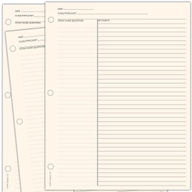 MPC Brands 50 Pack Cornell Style Study Note Taking System Sheets, White, 3 Hole Punch, Double Sided (Cream, 50)