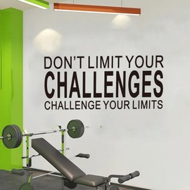 Inspirational Quotes Wall Decals for Gym: Motivational Vinyl Art Wall Stickers for Office Garage Classroom School - Don't Limit Your Challenges Challenge Your Limits 32" X 12.5"