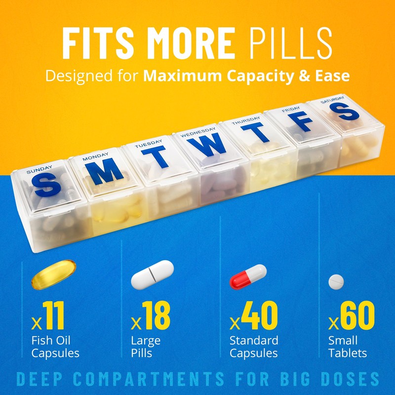 Weekly Pill Organizer - (Pack of 2) Extra Large Vitamin