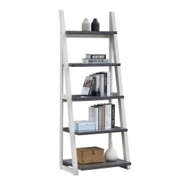 5-Tier Living Room Home Office Kitchen Bedroom Apartment Rubber Wood Frame Bookshelf Storage Rack Display Shelves Wall Displaycolor: as Pic Color