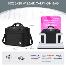 BAGZY Ryanair Hand Luggage 40 x 20 x 25 cm Travel Bag Sports Bag Waterproof Travel Luggage Shoulder Bag Bags Travel Cabin Large Weekender Handbags Hospital Bag, 666Black-40x30x20