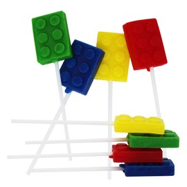 Brick Building Block Party Suckers - 12 Pack Brick Lollipops for Brick Birthday Party Favors - Sweet Color Brick Candy for Brick Party Supplies, School Treats, Holiday Giveaways