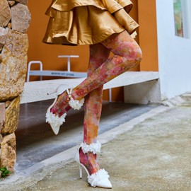 Sahabowi Women's Sexy Metallic Silver Fashion Digital Print Tights, Control Top Silk Stockings, High Waist Elastic Soft Pantyhose, LWY2024072912, Abstract Colorful Floral, 1pcs