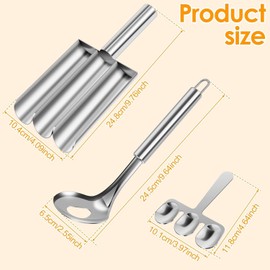 Meatball Maker Tool Set, Kitchen Triple Meatball Scoop Ball Maker with Cutting Spade and Stainless Steel Meat Baller Spoon, 3 Meatballs at 1 Time Meat Baller Maker Mold for Manual Meatball Lovers