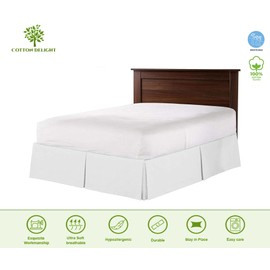 Cotton Delight Bed Skirt Queen Size 100% Cotton Blend Fabric, Premium Tailored Fit 1pc Bedskirt Queen Size 18" Drop Length White Solid