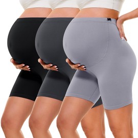 BONVIGOR Buttercloud Maternity Shorts Over The Belly- 5" Pregnancy Biker Shorts Lounge Yoga Pants