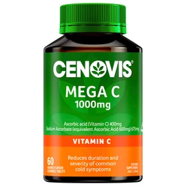 Cenovis Mega C 1000mg - High Strength Vitamin C Tablets - Reduces Duration and Severity of Common Colds, 60 Tablets (Pack of 1)