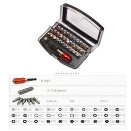 FTXanty 32-Piece Bit Set S2 Bit Box Impact Box (PH, PZ, Hexagon, Torx) Screws Bit with Bit Holder for Carpentry Household Bit Set for Cordless Screwdrivers Drills