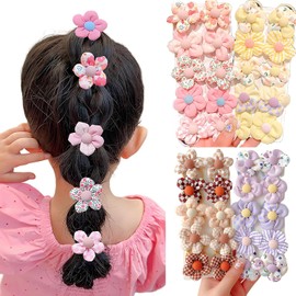 Lyyxjsltd 40pcs Flower Hairbands for Girls, Cute Elastic Ponytail Holders, Soft No-Slip Hair Ties for Toddlers, Damage-Free Hair Accessories with Floral Design
