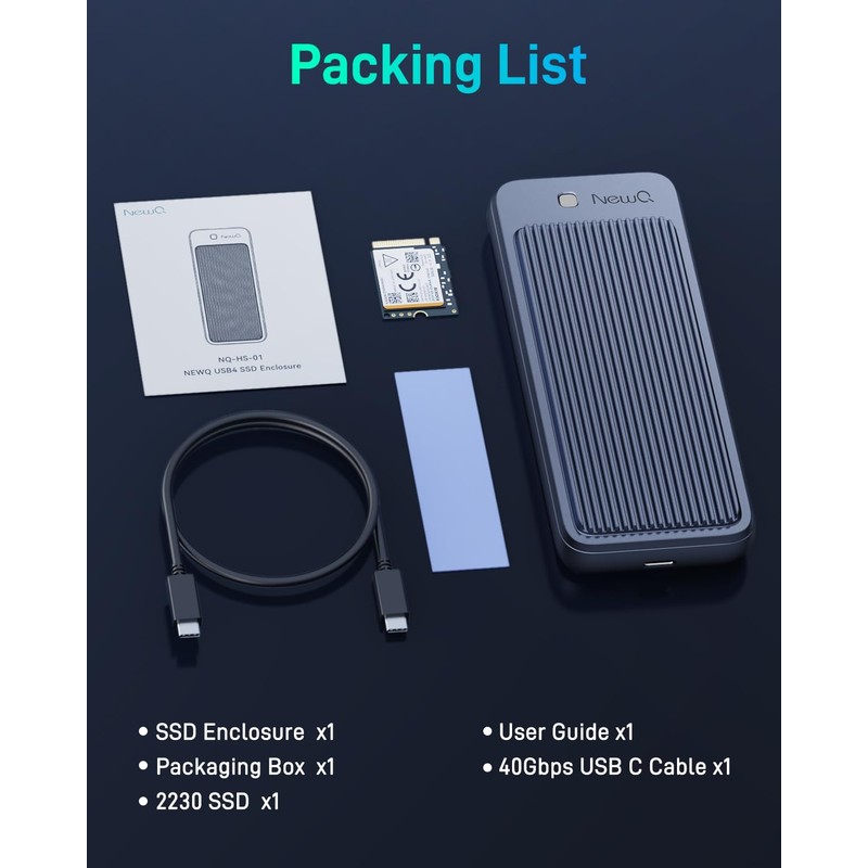 Enhanced USB4 M.2 NVMe PCIe SSD Enclosure - 40Gbps Ultra-Fast