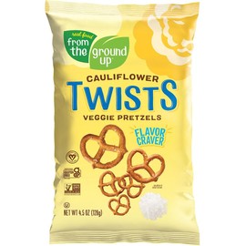 Real Food From The Ground Up Vegan Cauliflower Pretzels, Gluten Free, Non-GMO, 6 Pack (Twists)