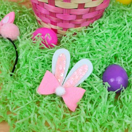 Needzo Easter Bunny Ears Hair Accessories, Pink and White Spring Items for Egg Hunts and Parties, One Size (Hair Clip)