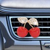 Sandfren Bling Car Cherry Vent Clips, 4PCS Crystal Rhinestone Auto